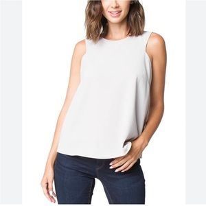 Sugar Lips Grey Sleeveless Blouse with Red and Yellow Seam Detailing